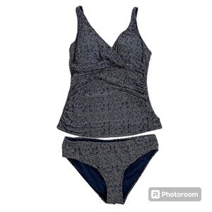 Niptuck two piece swimsuit size 10. Blue and white.